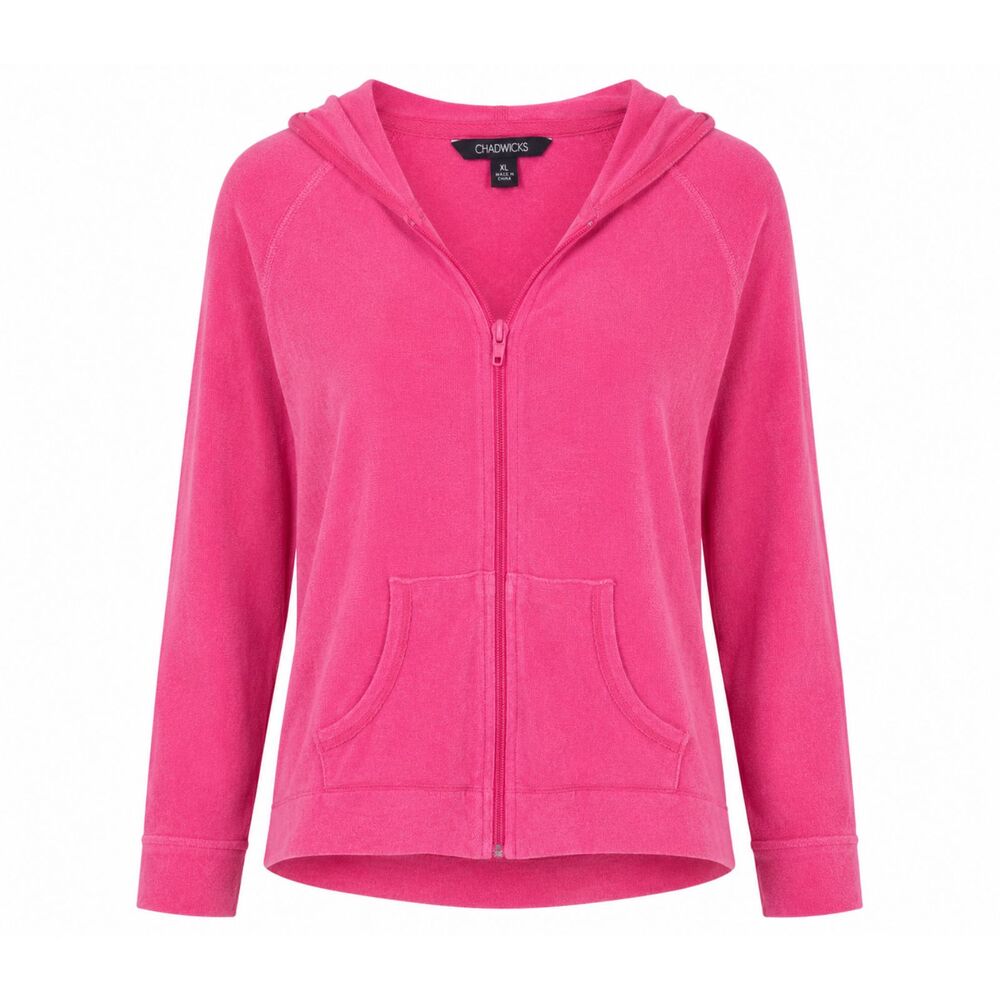 Chadwicks Women's Pink Terry Zip Hoodie XL Lightweight Hooded Jacket